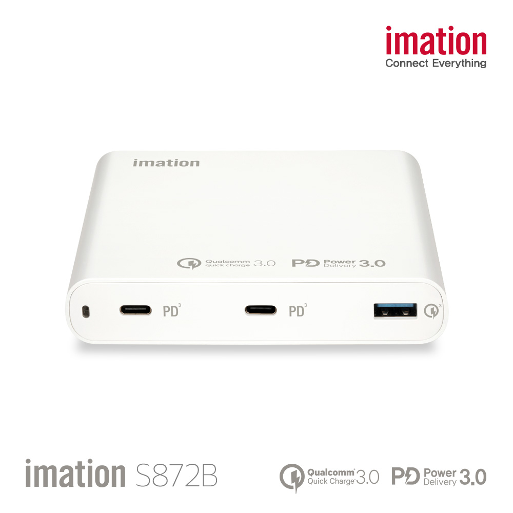 [IMATION] 이메이션 USB-PD/QC3.0 87W 3포트 충전기 S872B (2 Port USB-C, 1 Port USB-A)